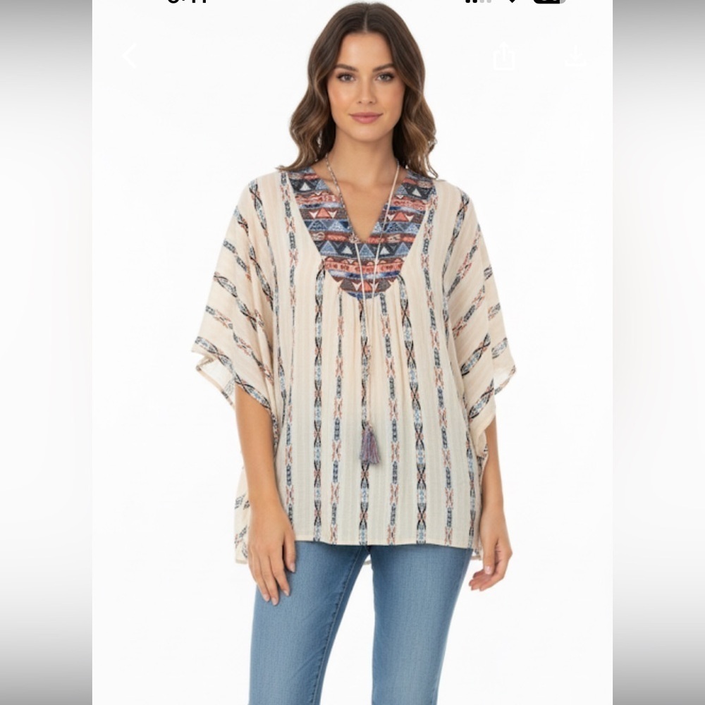Umgee size small/medium boho Aztec embroidered top